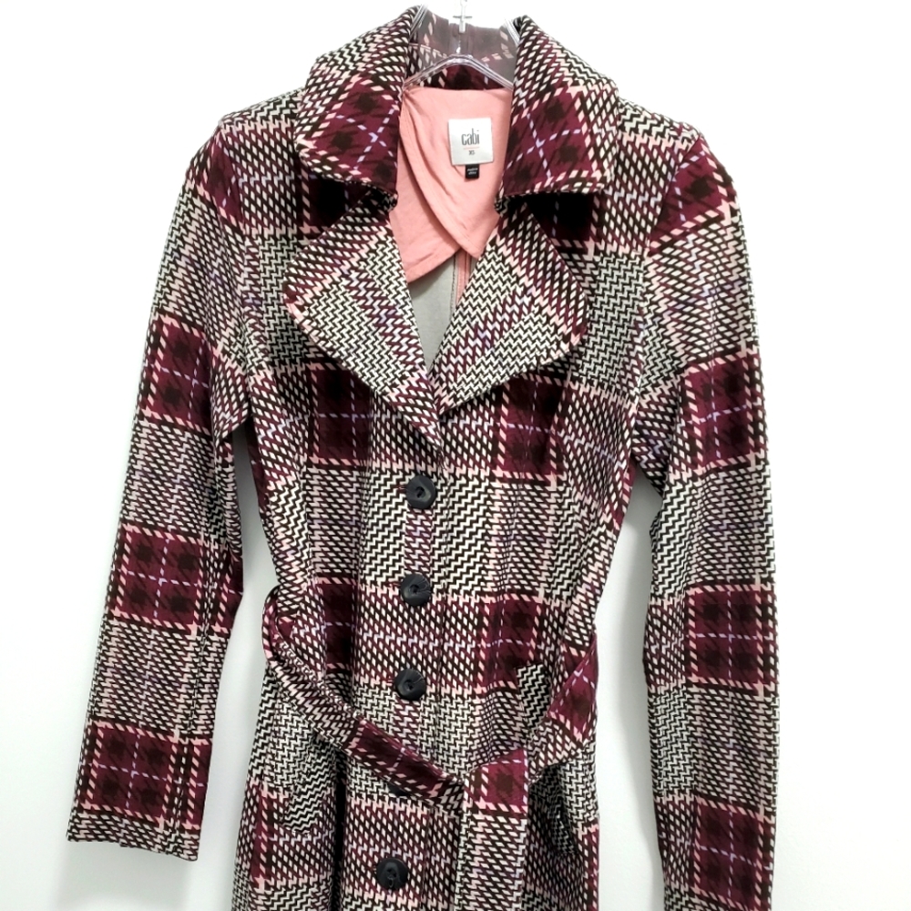 Cabi multi colored belted coat. Size XS